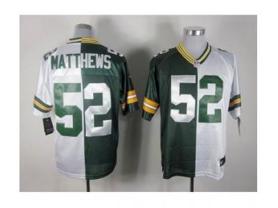 NEW NFL Green Bay Packers #52 Clay Matthews white-green jerseys(Elite split)