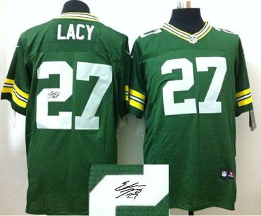 NEW NFL Green Bay Packers 27# Eddie Lacy Green Signed Jerseys-Elite