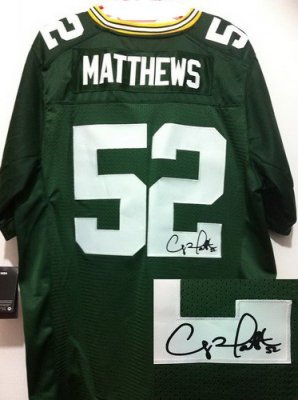 NEW NFL Green Bay Packers 52 Clay Matthews Green Signed Jerseys-Elite