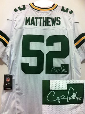 NEW NFL Green Bay Packers 52 Clay Matthews White Signed Jerseys-Elite