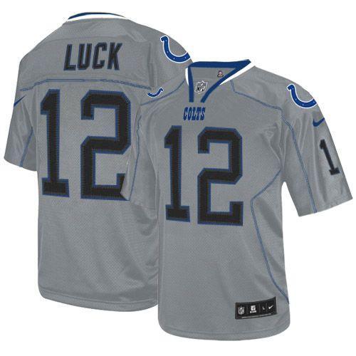 NEW NFL Indianapolis Colts 12 Andrew Luck Lights Out Grey Jerseys (Elite)