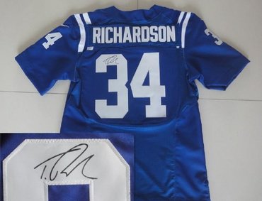 NEW NFL Indianapolis Colts 34 Trent Richardson Blue Signed Jerseys-Elite