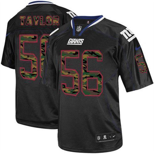 NEW New York Giants 56 Lawrence Taylor Lights Out Black Elite Jerseys(Camo Number)
