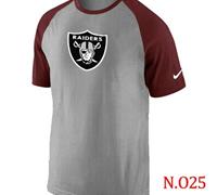NEW Oakland Raiders Ash Tri Big Play Raglan NFL T-Shirt Grey Red