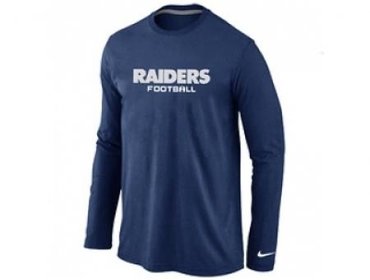 NEW Oakland Raiders Authentic font Long Sleeve T-Shirt D.Blue