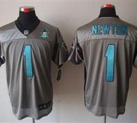 NEW Panthers #1 Cam Newton Grey Shadow With 20TH Season Patch Stitched Jersey