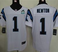 NEW Panthers #1 Cam Newton White With 20TH Season Patch Stitched Jersey