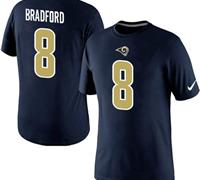 NEW St. Louis Rams #8 Sam Bradford Pride Name & Number NFL T-Shirt Blue