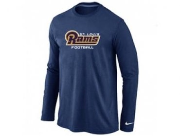 NEW St.Louis Rams Authentic font Long Sleeve T-Shirt D.Blue