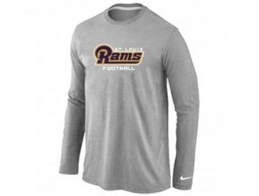 NEW St.Louis Rams Authentic font Long Sleeve T-Shirt Grey