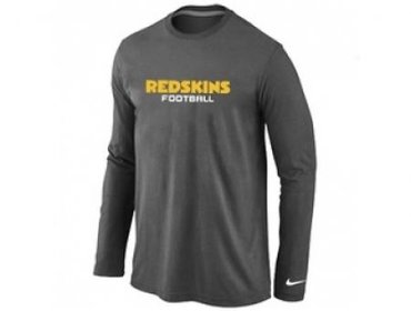 NEW Washington Red Skins Authentic font Long Sleeve T-Shirt D.Grey