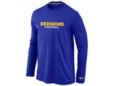 NEW Washington Red Skins Authentic font Long Sleeve T-Shirt blue