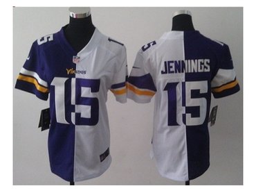 NEW Women Minnesota Vikings #15 Greg Jennings white-purple(new Elite split)