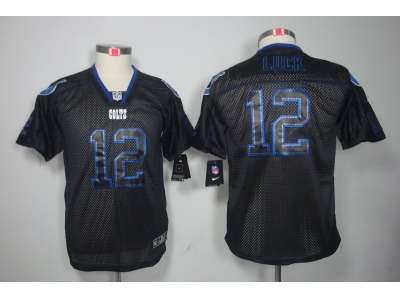 NEW Youth NFL Indianapolis Colts #12 Andrew Luck black jerseys(Lights Out Elite