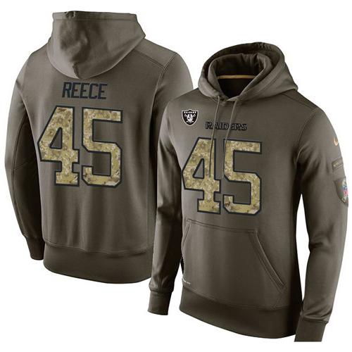 NFL Men's Nike Oakland Raiders #45 Marcel Reece Stitched Green Olive Salute To Service KO Performance Hoodie