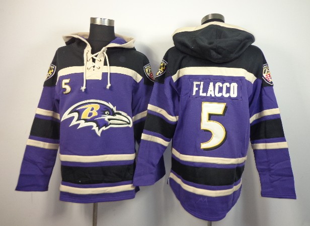 NFLPLAYERS Baltimore Ravens #5 Joe Flacco Purple Hoody