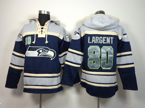 NFLPLAYERS Seattle Seahawks #80 Steve Largent Navy Blue Hoody