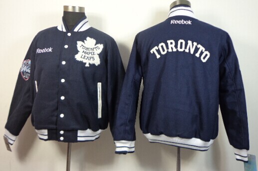 NHL Team Jacket Toronto Maple Leafs Blank Navy Blue Wool Fabric