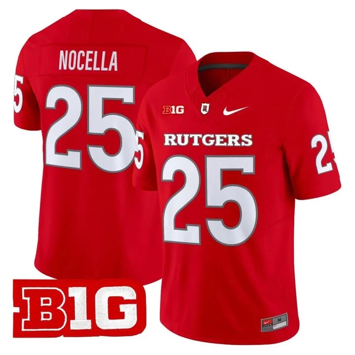 NOCELLA #25 Rutgers Scarlet Knights Red Jersey