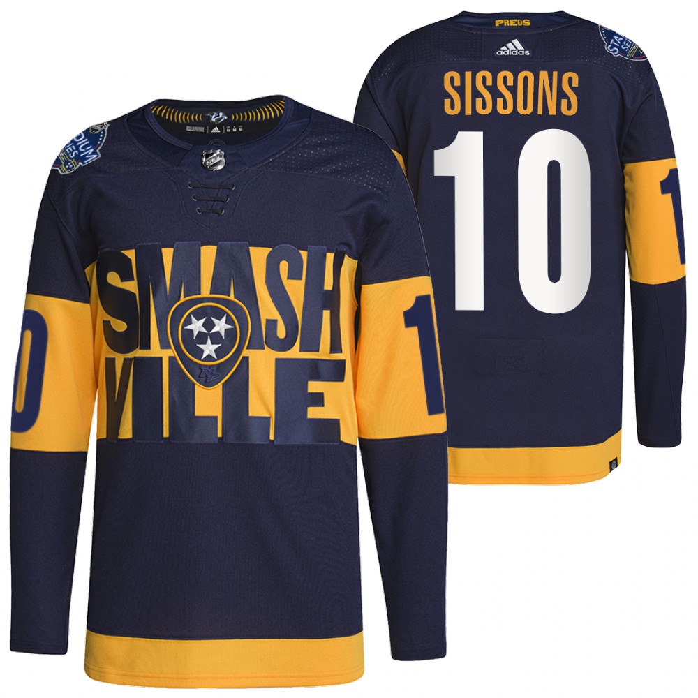 Nashville Predators Colton Sissons Navy 2022 Stadium Series Primegreen Authentic Jersey
