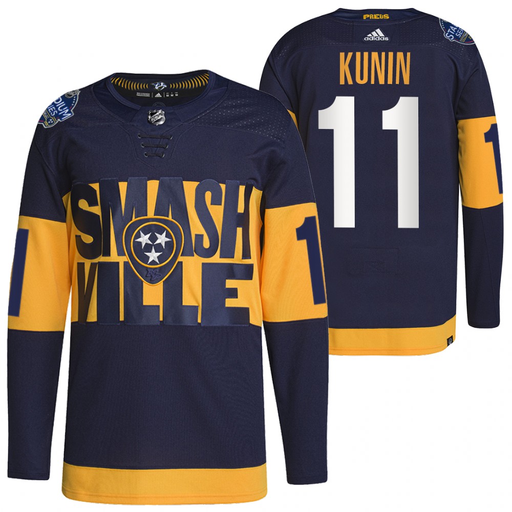 Nashville Predators Luke Kunin Navy 2022 Stadium Series Primegreen Authentic Jersey