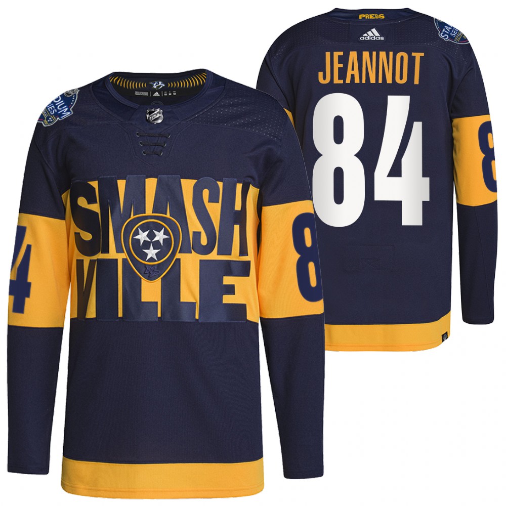 Nashville Predators Tanner Jeannot Navy 2022 Stadium Series Primegreen Authentic Jersey
