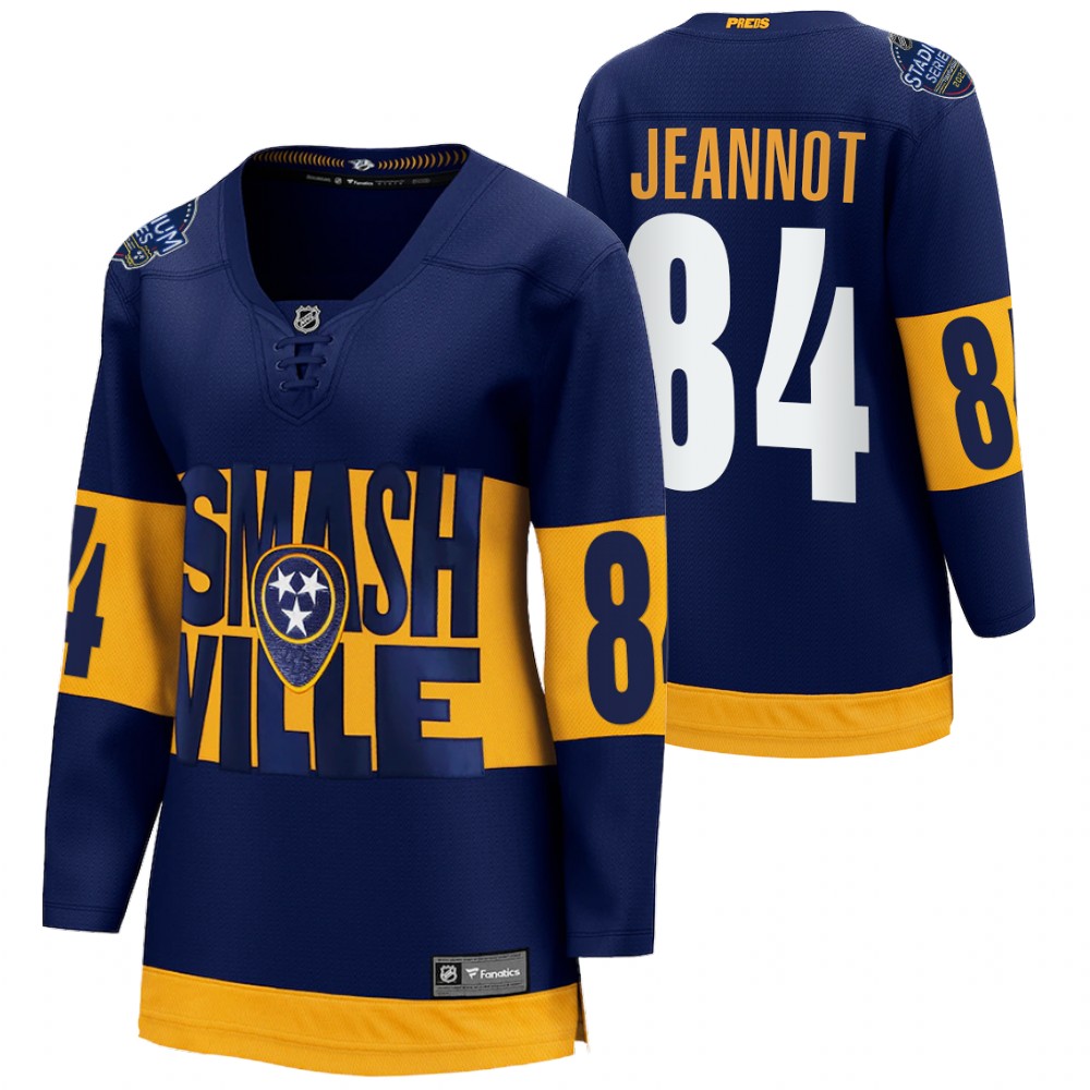 Nashville Predators Tanner Jeannot Women Navy 2022 Stadium Series Jersey