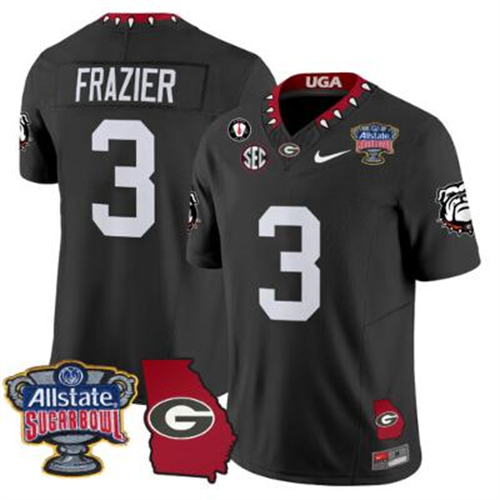Nate Frazier Jersey #3 Georgia Bulldogs 2025 Sugar Bowl Patch Vapor Black