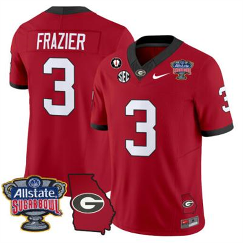 Nate Frazier Jersey #3 Georgia Bulldogs 2025 Sugar Bowl Patch Vapor Red