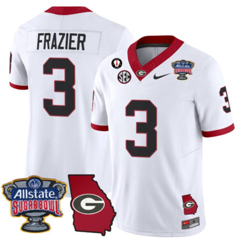 Nate Frazier Jersey #3 Georgia Bulldogs 2025 Sugar Bowl Patch Vapor White