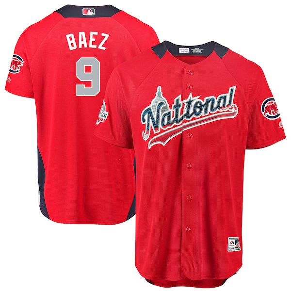 National League 9 Javier Baez Red 2018 MLB All-Star Game Home Run Derby Jersey