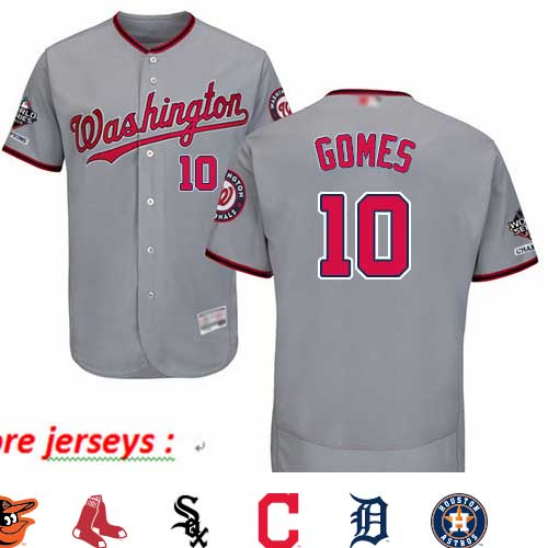 Nationals #10 Yan Gomes Grey Flexbase Authentic Collection 2019 World Series Champions Stitched Baseball Jersey