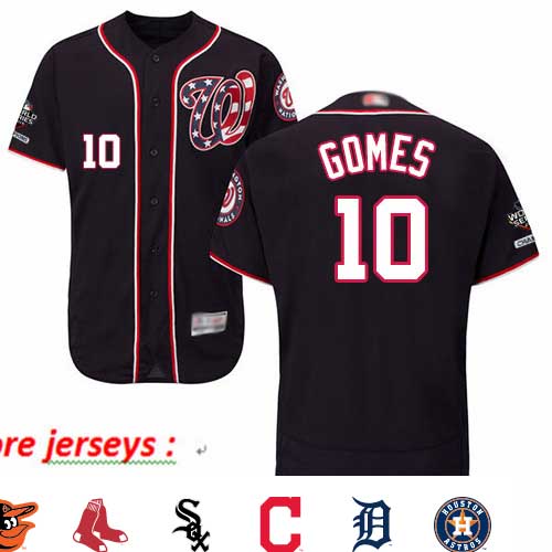 Nationals #10 Yan Gomes Navy Blue Flexbase Authentic Collection 2019 World Series Champions Stitched Baseball Jersey