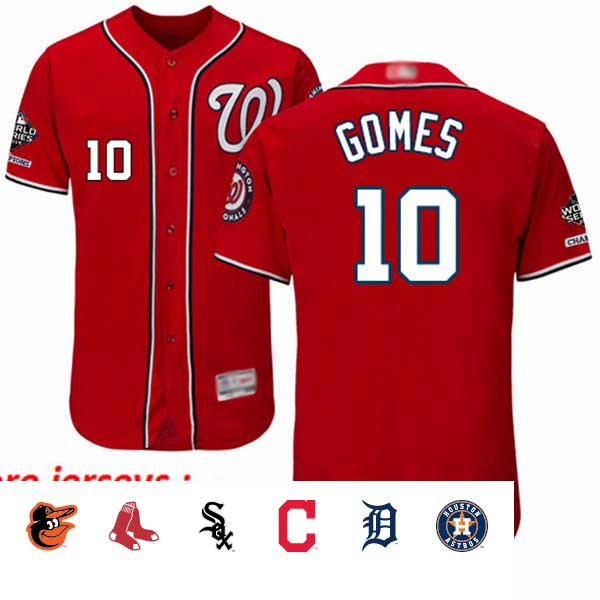 Nationals #10 Yan Gomes Red Flexbase Authentic Collection 2019 World Series Champions Stitched Baseball Jersey