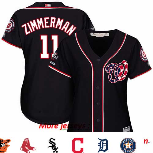 Nationals #11 Ryan Zimmerman Navy Blue Alternate 2019 World Series Champions Women's Stitched Baseball Jersey