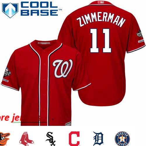 Nationals #11 Ryan Zimmerman Red New Cool Base 2019 World Series Champions Stitched Baseball Jersey
