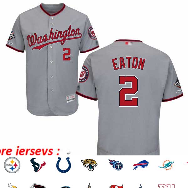 Nationals #2 Adam Eaton Grey Flexbase Authentic Collection 2019 World Series Champions Stitched Baseball Jersey