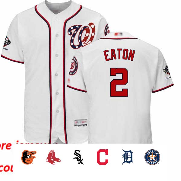 Nationals #2 Adam Eaton White Flexbase Authentic Collection 2019 World Series Champions Stitched Baseball Jersey