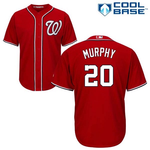 Nationals #20 Daniel Murphy Red Cool Base Stitched Youth MLB Jersey