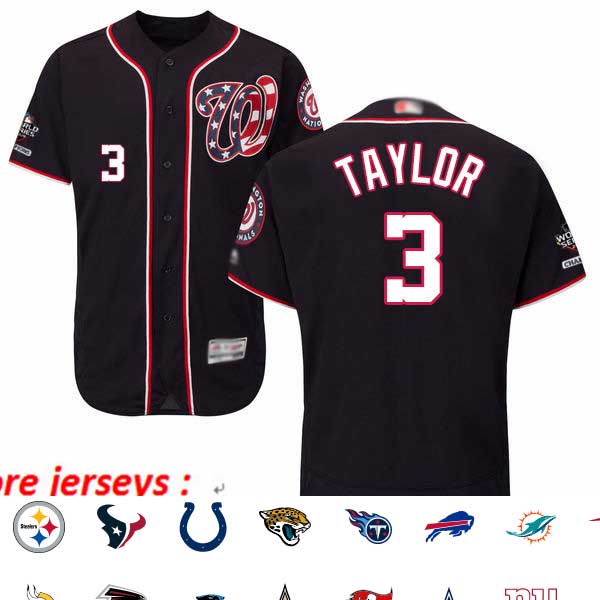 Nationals #3 Michael Taylor Navy Blue Flexbase Authentic Collection 2019 World Series Champions Stitched Baseball Jersey