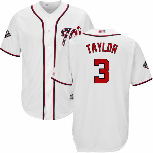 Nationals #3 Michael Taylor White New Cool Base 2019 World Series Bound Stitched Baseball Jersey