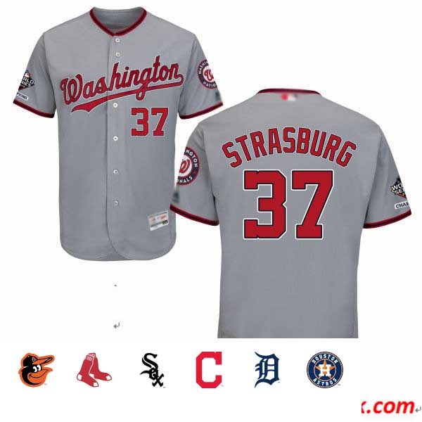 Nationals #37 Stephen Strasburg Grey Flexbase Authentic Collection 2019 World Series Champions Stitched Baseball Jersey