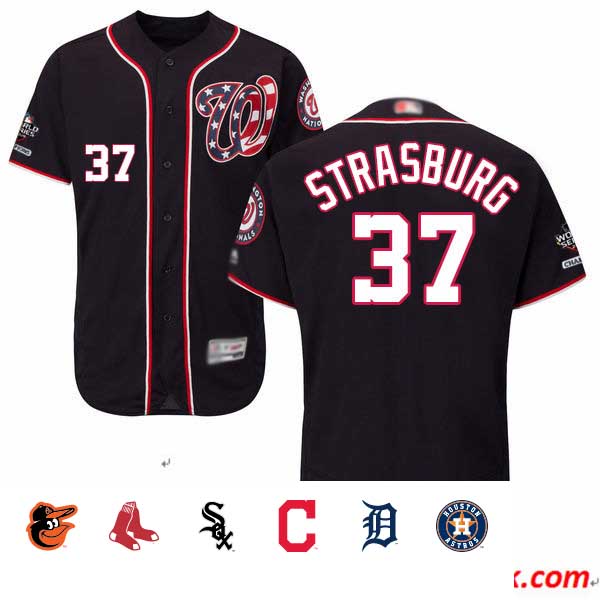 Nationals #37 Stephen Strasburg Navy Blue Flexbase Authentic Collection 2019 World Series Champions Stitched Baseball Jersey