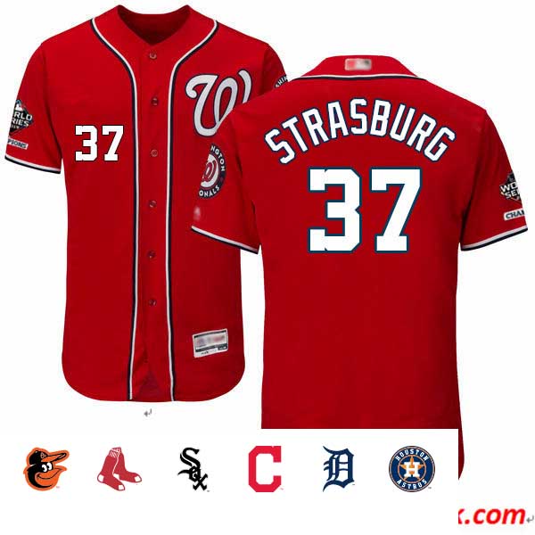 Nationals #37 Stephen Strasburg Red Flexbase Authentic Collection 2019 World Series Champions Stitched Baseball Jersey