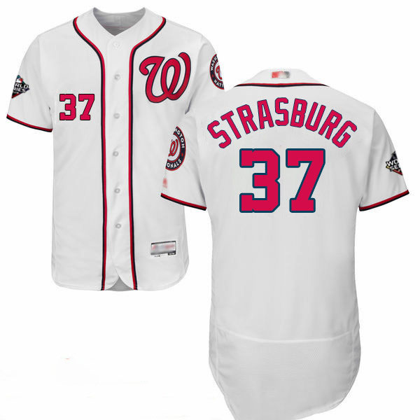 Nationals #37 Stephen Strasburg White Flexbase Authentic Collection 2019 World Series Bound Stitched Baseball Jersey