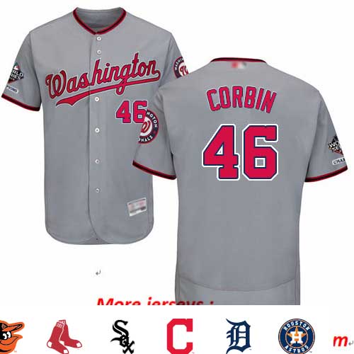 Nationals #46 Patrick Corbin Grey Flexbase Authentic Collection 2019 World Series Champions Stitched Baseball Jersey
