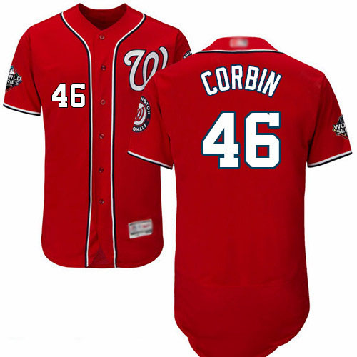 Nationals #46 Patrick Corbin Red Flexbase Authentic Collection 2019 World Series Bound Stitched Baseball Jersey