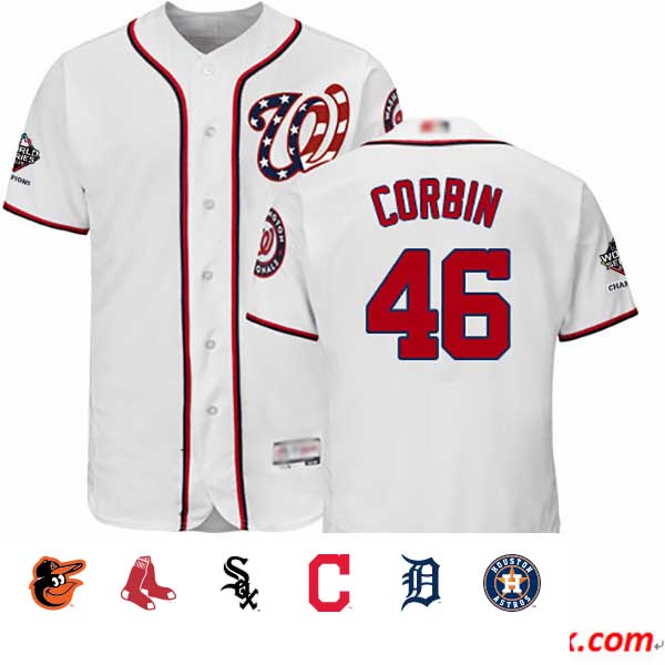 Nationals #46 Patrick Corbin White Flexbase Authentic Collection 2019 World Series Champions Stitched Baseball Jersey