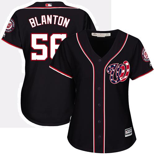 Nationals #56 Joe Blanton Navy Blue Alternate Women's Stitched MLB Jersey
