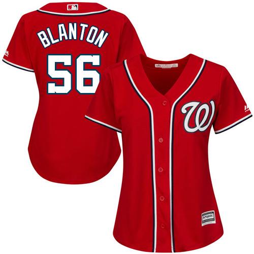 Nationals #56 Joe Blanton Red Alternate Women's Stitched MLB Jersey